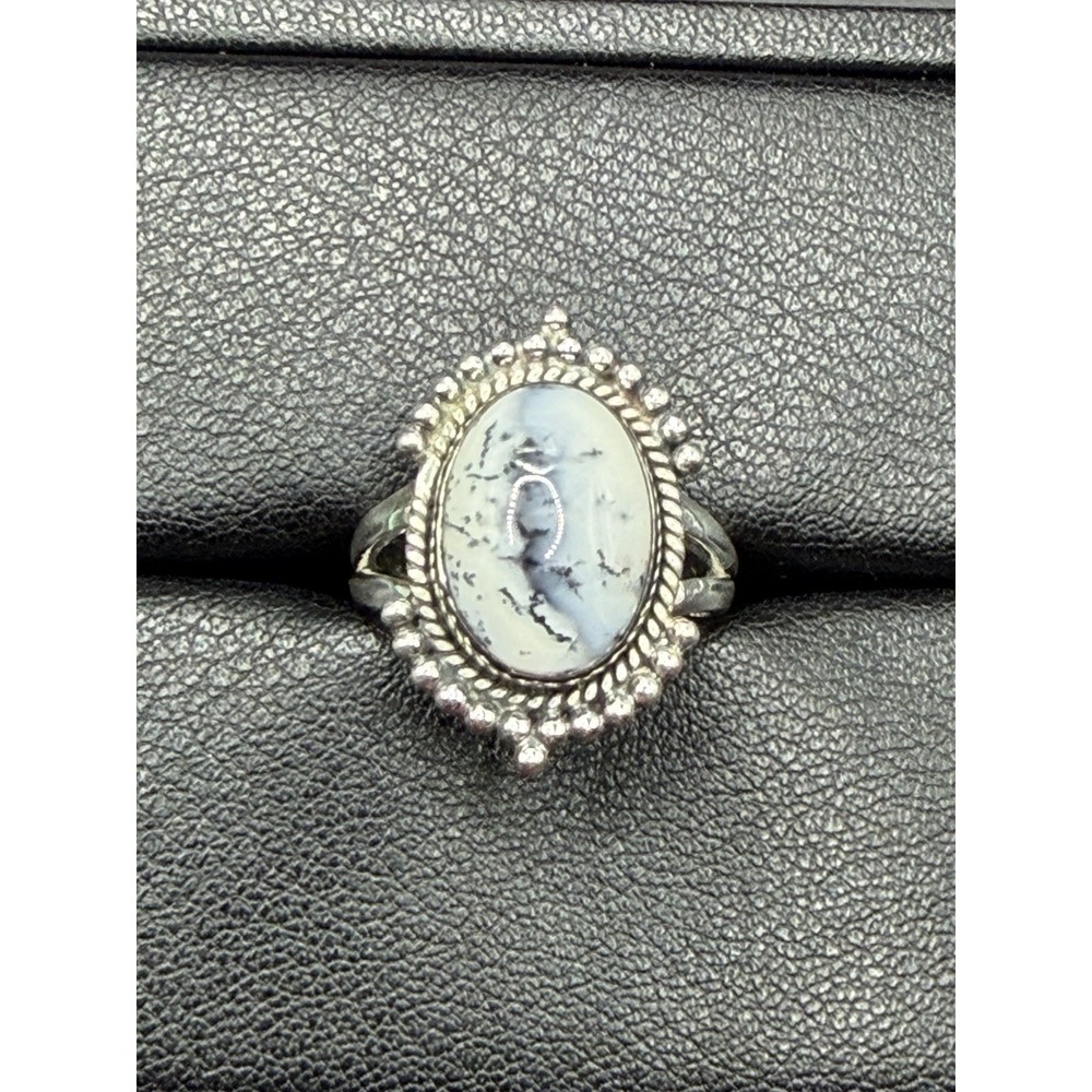 New Condition Sterling Silver Dendrite Opal Ring 5 Grams Size 7 J28